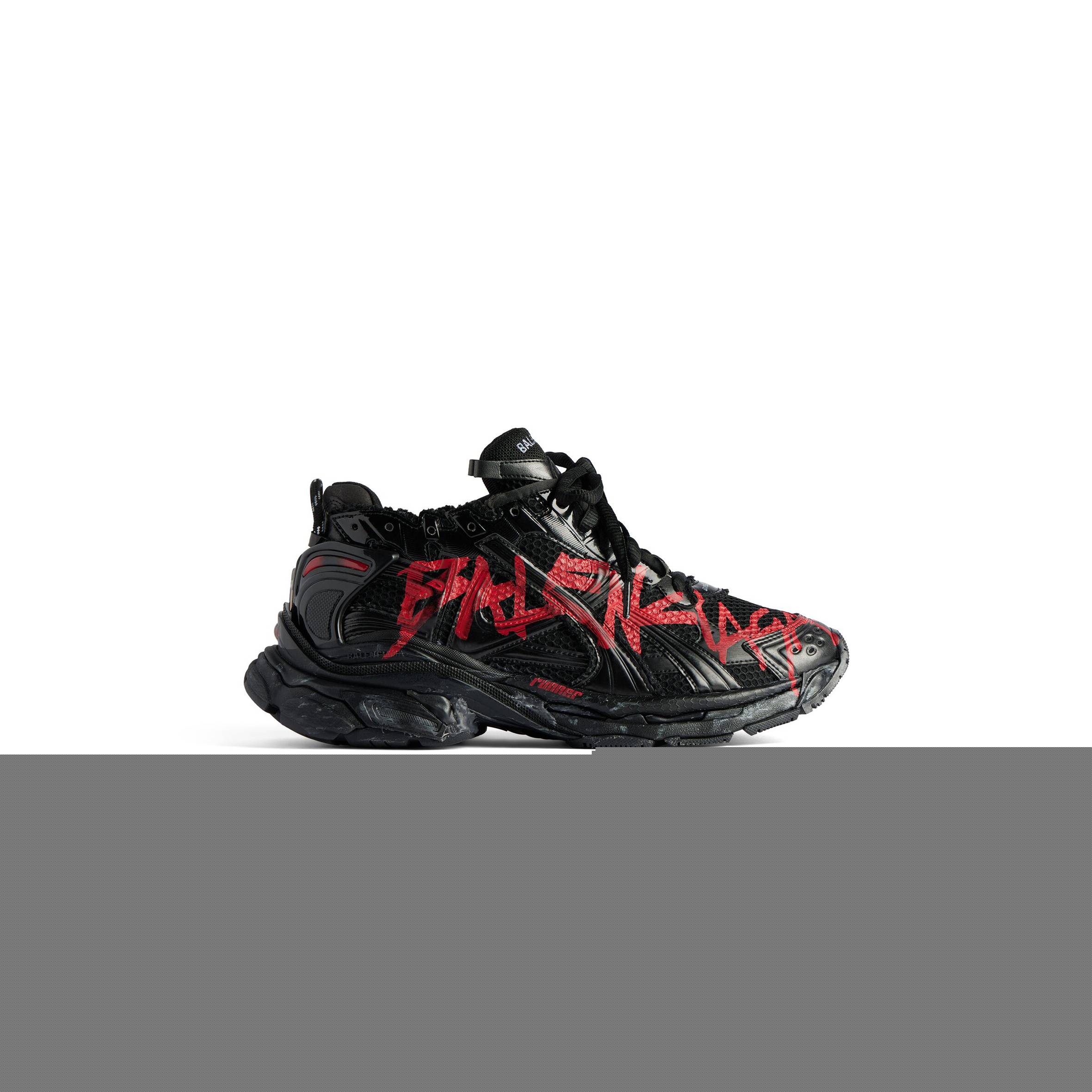 Ba*len*cia*ga men''s runner graffiti sneaker in black